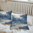thumbnail image 5 of Abstract Mottled Texture Outdoor Pillow Covers Pack of 2 Blue Gary Stitching Waterproof Throw Pillow Covers Decorative Cushion Cases for Patio Garden Tent Balcony Couch 20x20 inch, 5 of 8
