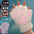 thumbnail image 2 of Guantes de felpa con forma de garra de gato, manoplas cálidas y suaves, guantes de oso mullidos sin dedos, disfraz de medio dedo, 2 of 5