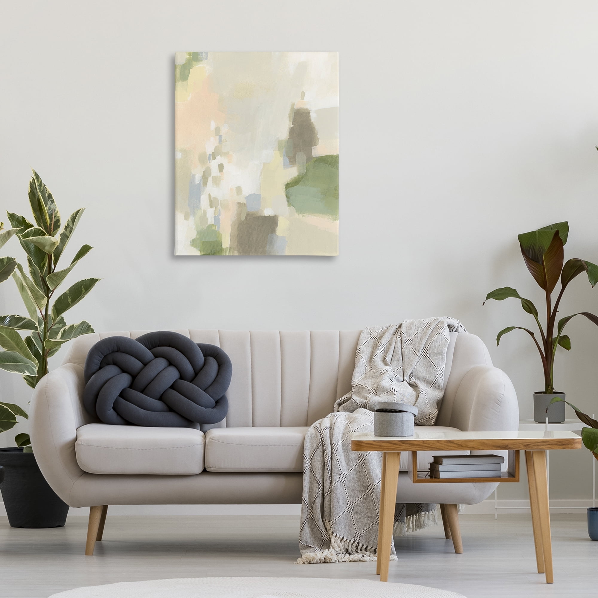 Stupell Industries Muted Beige & Green Abstract Painting Wrapped Canvas Art Print Wall Art, 30 x 40
