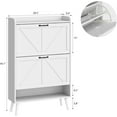 thumbnail image 2 of Shoe Storage Cabinet for Entryway, Set of 2, Hidden Shoe Cabinet with 2 Flip Drawers, Narrow Slim Shoe Cabinet for Hallway, Free Standing Wooden Shoe Organizer Shoe Rack, White, 2 of 16