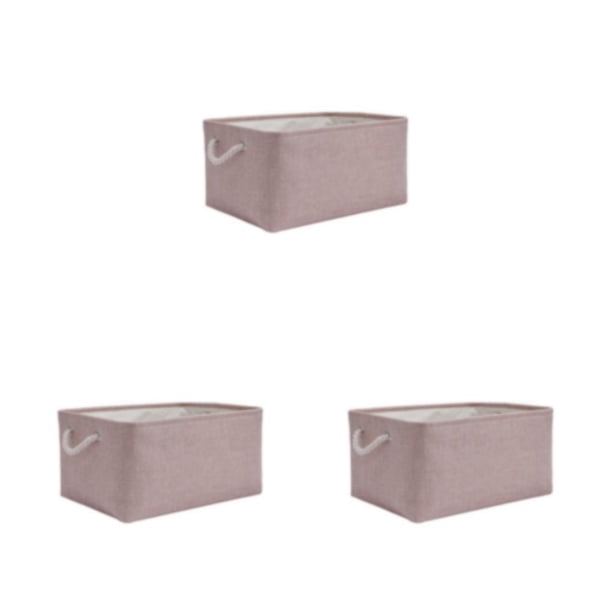 Contenedor de almacenamiento plegable Yuarrent con asas de cuerda, caja de almacenamiento de tela Rosa claro 31*21*13 Type1 NO1