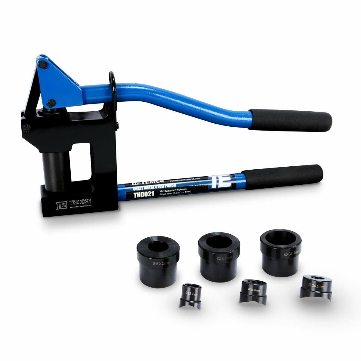TEMCo Industrial TH0021 Metal Stud Punch 3 Die Set (7/8", 11/8", and