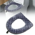 thumbnail image 2 of Soft Thick Washable Toilet Seat Cover, Bathroom Soft Thicker Warmer with Zipper Snaps Fixed Stretchable Washable Fiber Cloth Toilet Seat Covers Pads, Most Standard Size, 2 of 9