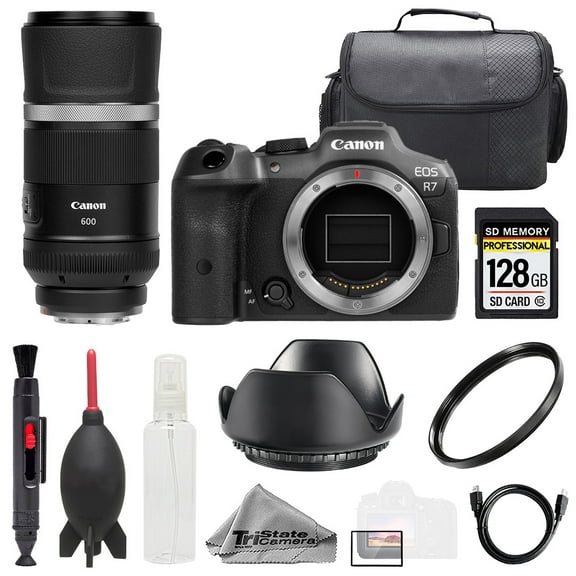 Canon EOS R7 Camera   RF 600mm f/11 IS STM Lens  128GB  Bag  UV Filter- Basic Kit (International Version)