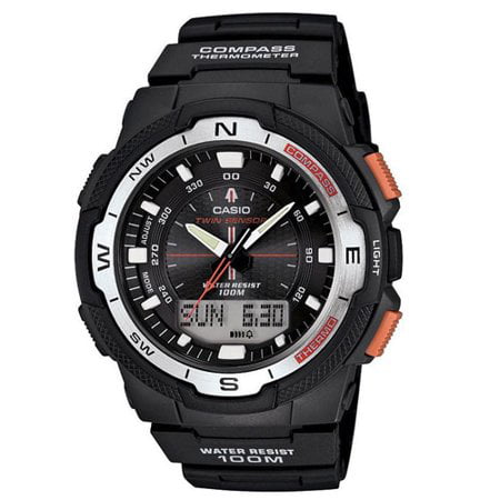 melon mangfoldighed kone Casio Men's Classic Twin Sensor Thermometer Compass Black with Silver Watch  SGW500H-1BV - Walmart.com