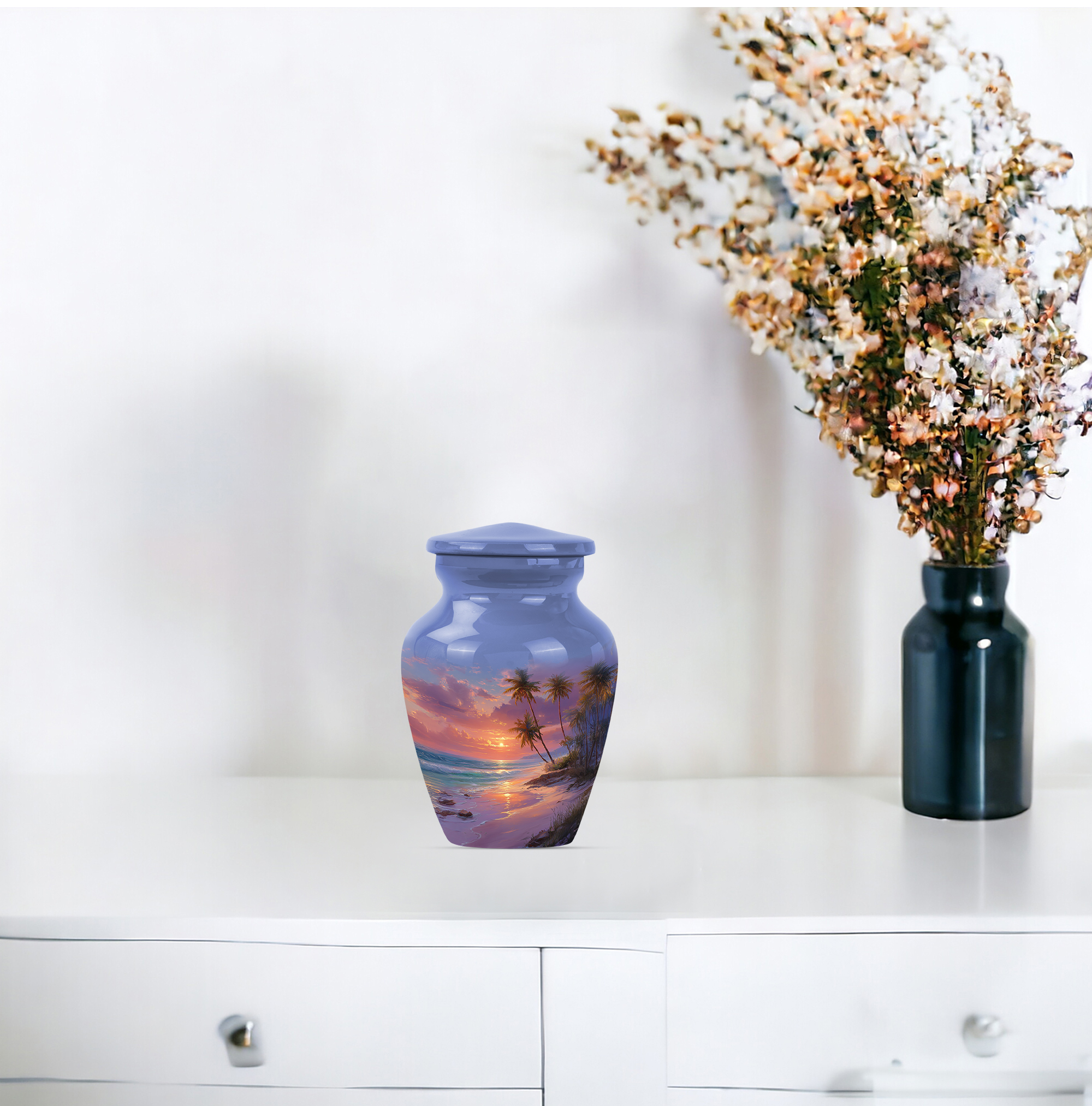 Sunset Beach Cremation Urn For Men - Adult Urns For Human Ashes Women - Small Urns For Human Ashes Keepsake - Mini Urn For Human Remains ( Size:- 3 Inch Set Of 2 )