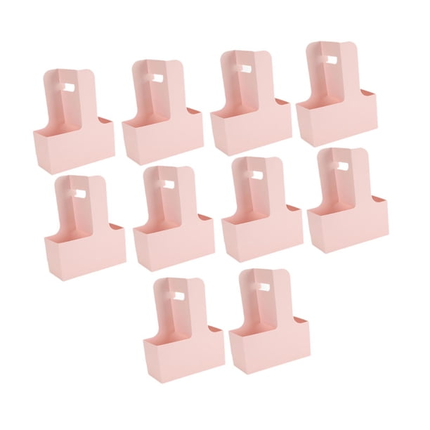 10 piezas de portavasos con asa, soporte para bebidas de cartón portátil Rosa