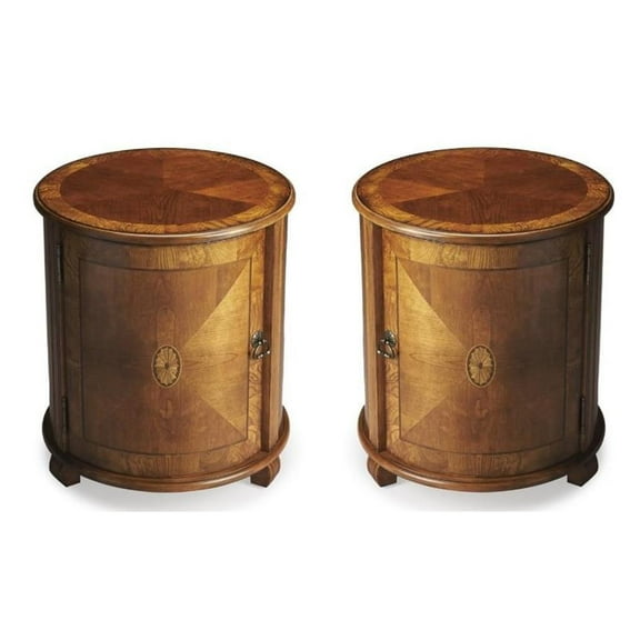 Home Square End Table in Olive Ash Burl - Set of 2