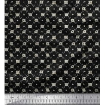 Soimoi Cotton Duck Fabric Check & Geometric Printed Fabric 1 Yard 42 Inch Wide