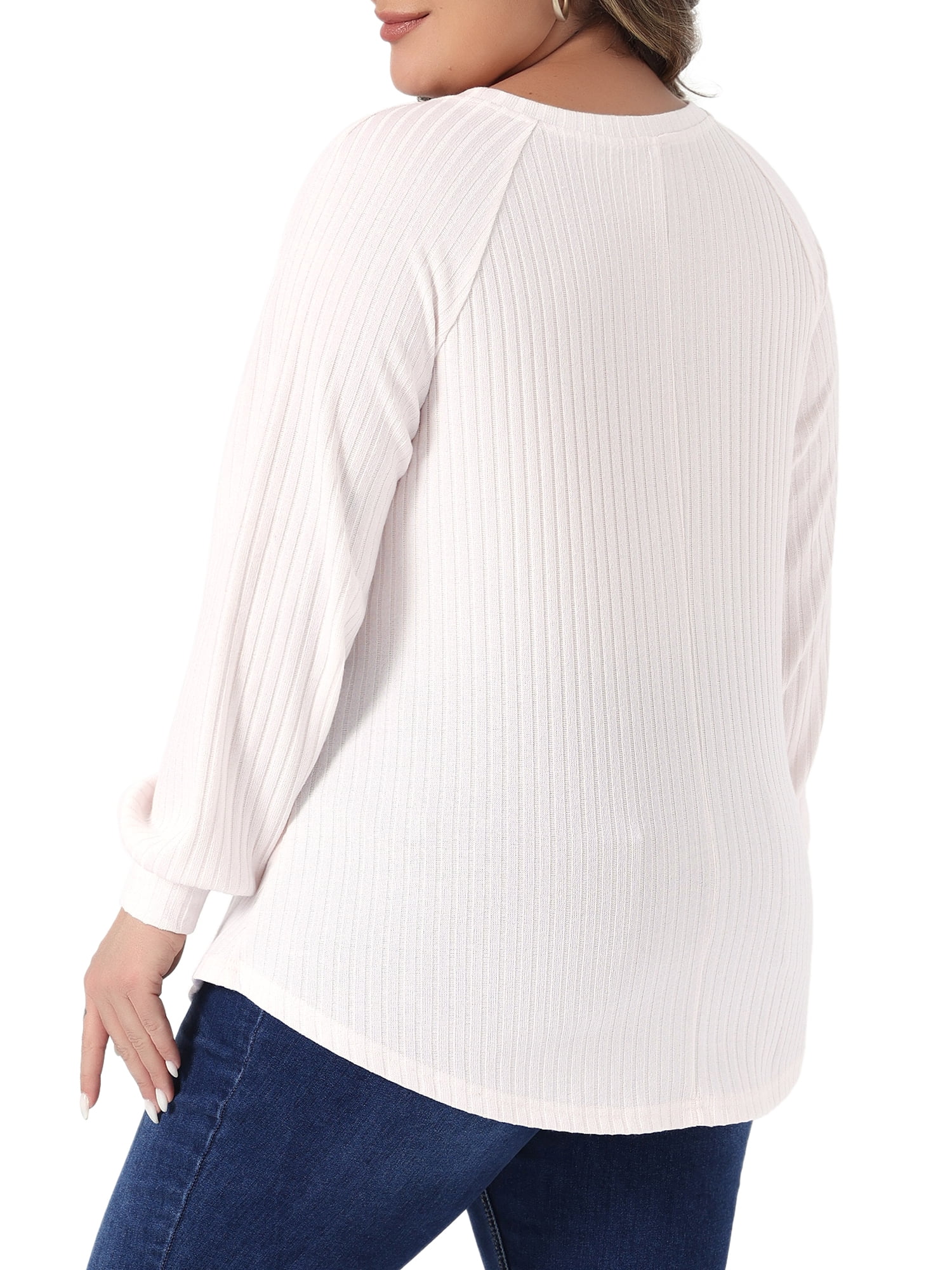 DARING DIVA Women's Plus Tops Crew Neck Button Decor Pullover Blouses 2X Light Pink