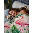 thumbnail image 4 of Twin Flat Sheet Only Flamingo Coastal Monstera Floral Soft Microfiber Cooling Bedding Sheets Summer Tropical Leaves Flat Bed Sheet, 4 of 9
