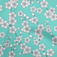 thumbnail image 1 of oneOone Cotton Cambric Turquoise Blue Fabric Asian Japanese Floral Sewing Craft Projects Fabric Prints By Yard 42 Inch Wide, 1 of 5