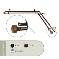 Galileo 13/16 inch Double Corner Window Curtain Rod 66-120" - Cocoa