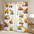 thumbnail image 2 of Homewish Yellow Car Truck Black Out Curtains for Kids, Cartoon Vehicle Curtains Pack of 2 (42x63 Each), Funny Dinosaur Car Bedroom Curtains, Black Out Curtains Room Decor, 2 of 6