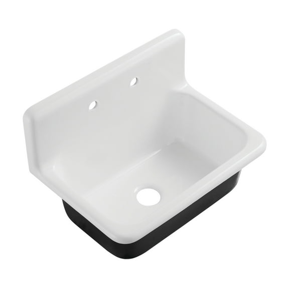 Gourmetier GCKWS302010 Petra Galley 30" x 20" Cast Iron Wall Mount Kitchen Sink, White