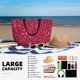 thumbnail image 5 of Fotbe Pink Glitter Bolsa de Viaje para Playa - Resistente al Agua, Bolsa Tote de Gran Capacidad y Ligera con 7 Bolsillos para Mujeres y Hombres, 5 of 7