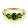 thumbnail image 2 of Gem Stone King 1.82 Ct Oval Green Chrome Diopside 18K Yellow Gold Plated Silver Moissanite Ring (Size 7), 2 of 4