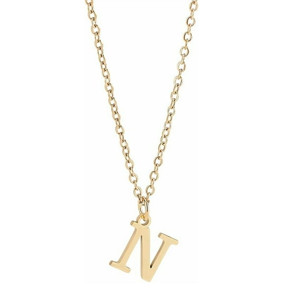 1 Set Golden Initial Necklace for Women Dainty 304 Stainless Steel Letter A-Z Pendant Necklace 18"with 2"extender Cute Trendy Initial Necklace Personalized Monogram Name Necklace diy Letter N