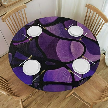 

Sheronv Shapes Abstract Metaphysical Round Table Cover Stain Resistant Washable Indoor Outdoor Tablecloth Kitchen Dining Wedding Parties 100% Polyester Fiber 54-58