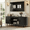 Black, variant on Flictozena 65" Mid Century Modern TV Stand with Sliding Doors, Curved Fluted Design & Adjustable Shelves - Brown Media Console Entertainment Center for TVs up to 75 Inches