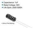 thumbnail image 2 of Uxcell 1uF 50V 5x11mm Electrolytic Capacitor, Radial Aluminum Capacitors for TV, LCD Monitor, VCD, 15Pcs, 2 of 6