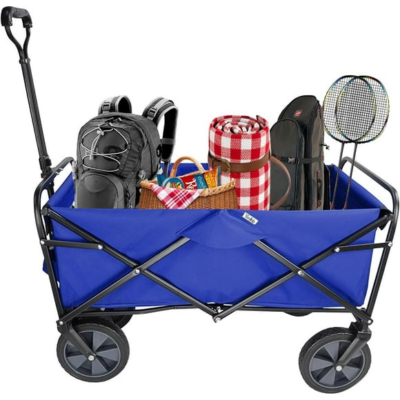 Outdoor Folding Wagons, Collapsible Camping Utility Wagon Carts Beach Garden Shopping Grocery Cart