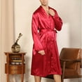 thumbnail image 7 of JGTDBPO Robes For Men Lace Up Solid Color Belt Pocket Imitation Silk Homewear Long Night Gown Bathrobe Pajama Household Sashes Loungewear Clothes Loose Cardigan Bathrobe Long Pajama Robe, 7 of 7