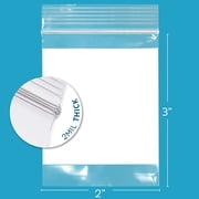 GPI 2” x 3” Heavy Duty Ziplock Bag 2 Mil Clear Resealable Bags with Write-On Block for Labels,100-Pack