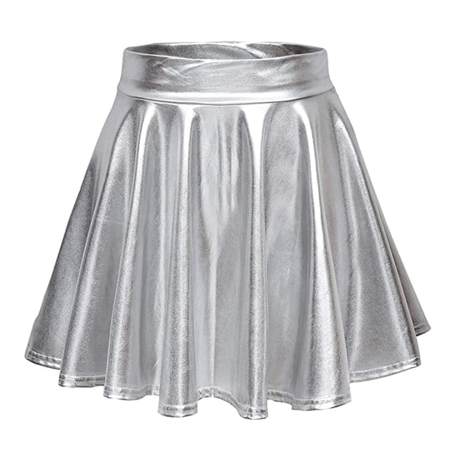 SHIXIAOO Jupe Mini Évasée Plissée Métallique Brillante Mode Décontractée pour Femmes Jupe de Yoga Jupe Chaîne Jupe de Randonnée Jupes de Table pour Fêtes