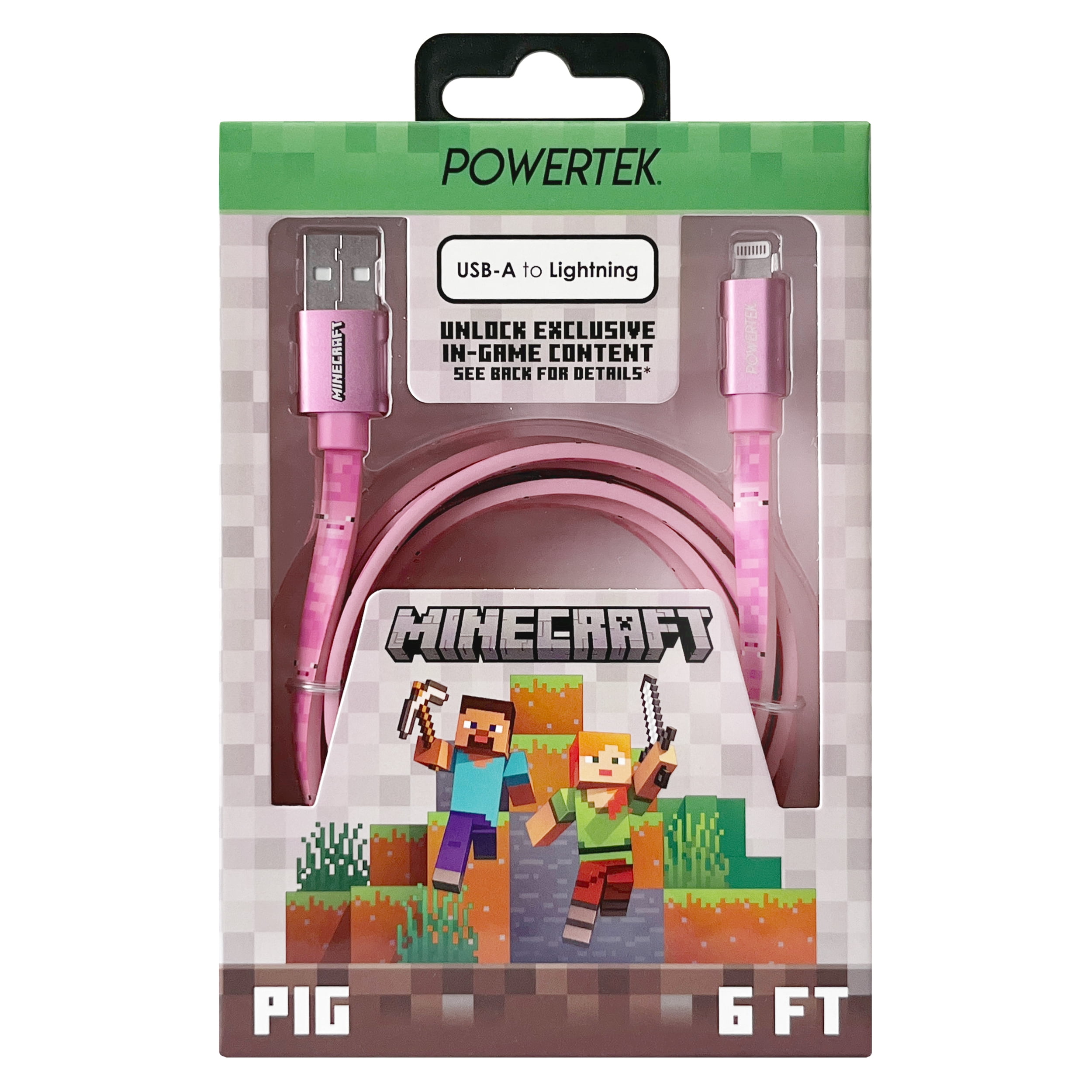 Liquipel Powertek Minecraft USB-A to Lightning - Pig