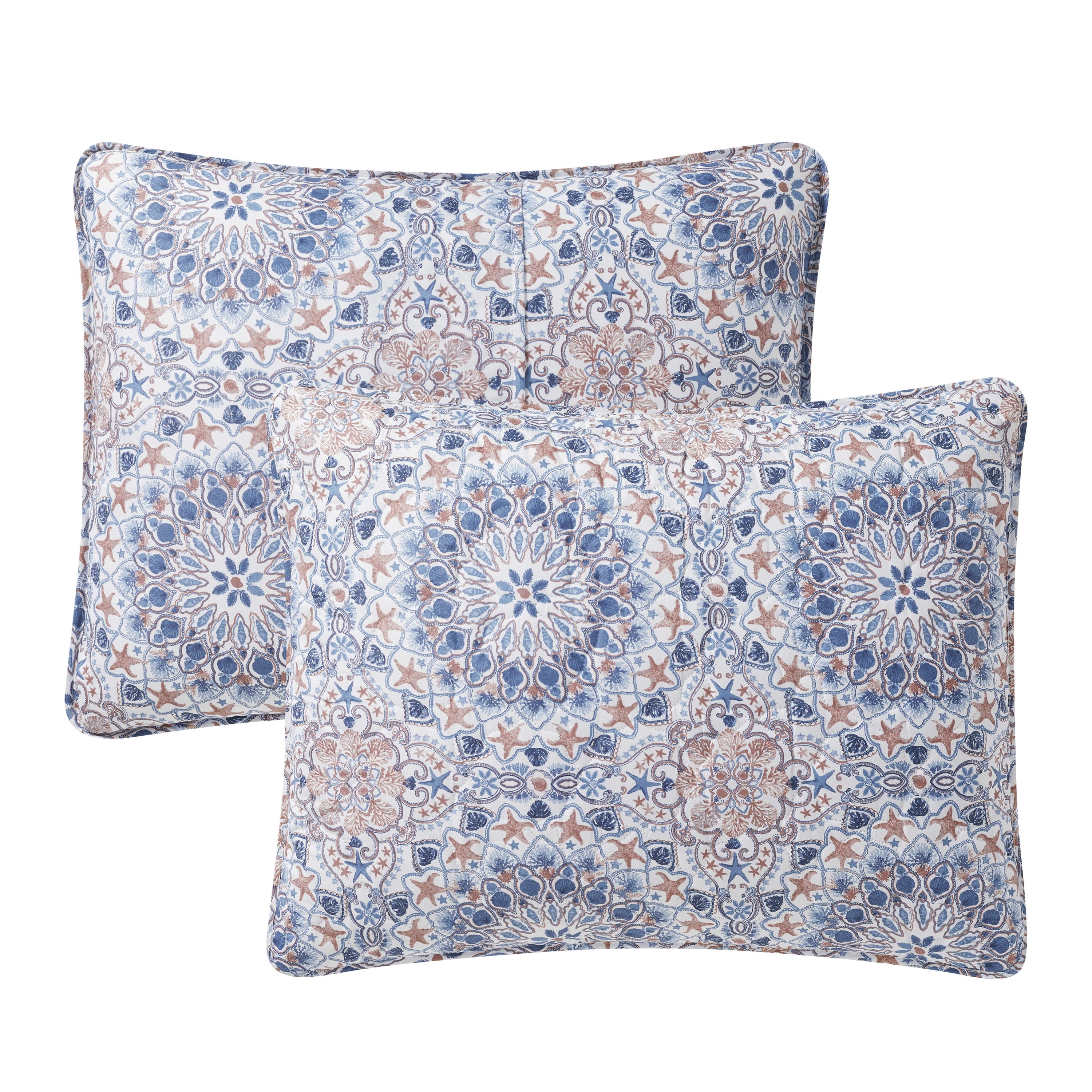 VCNY Home Sea Medallion Coastal 3-Piece Blue/Multicolor Medallion Quilt Set, King, Adult, Unisex