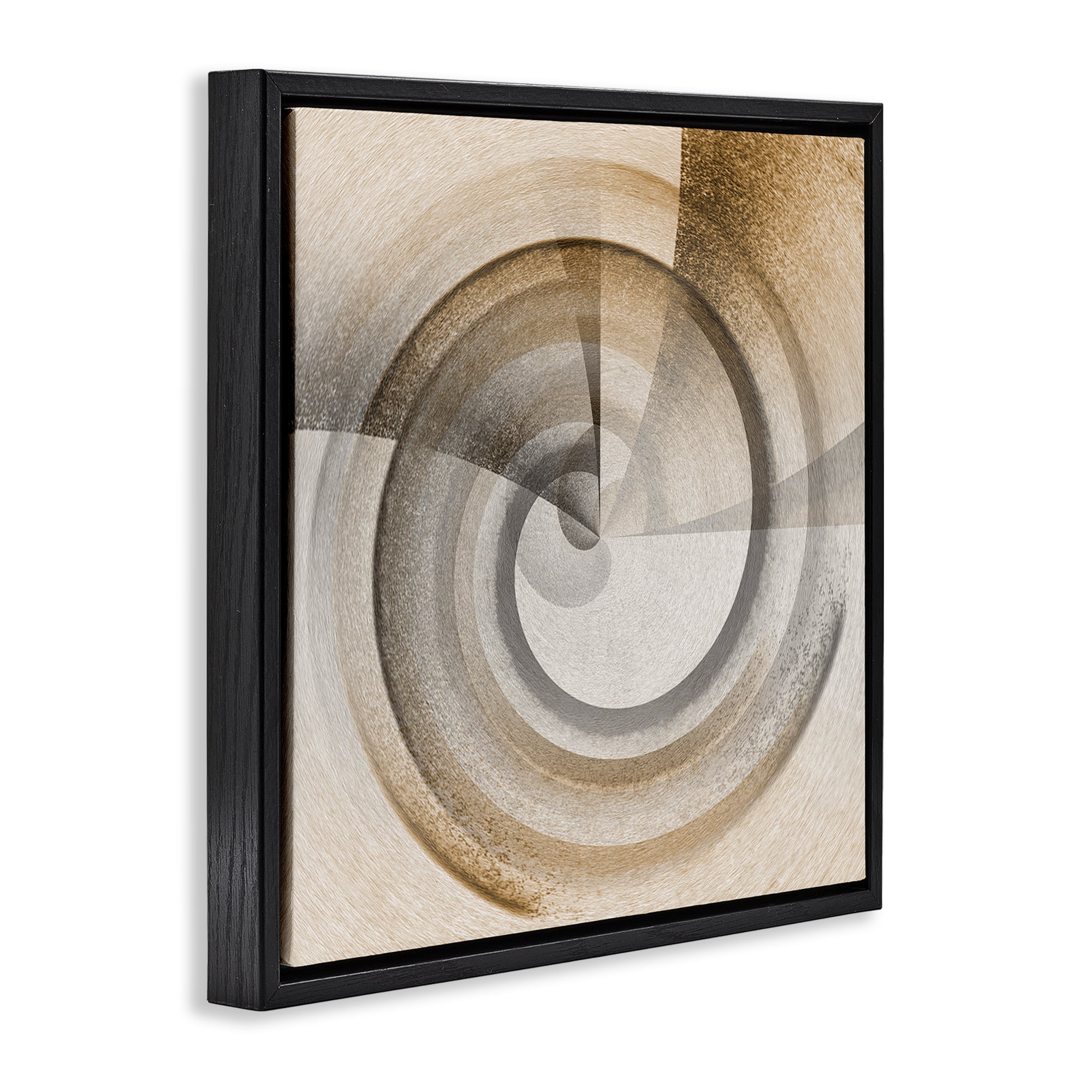 Stupell Industries Spinning Centric Circle Abstract Painting Black Floater Framed Canvas Art Print Wall Art, 18 x 18