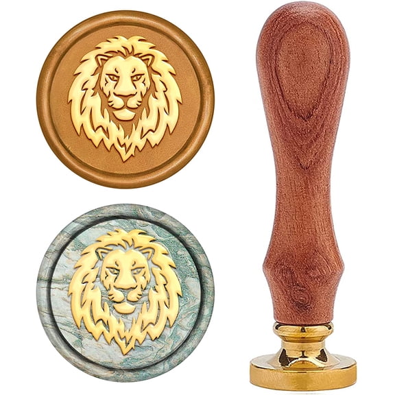 Lion Wax Seal Stamp Animal Vintage Sealing Wax Stamps Retro 25mm Removable Brass Stamp Head with Wood Handle DIY