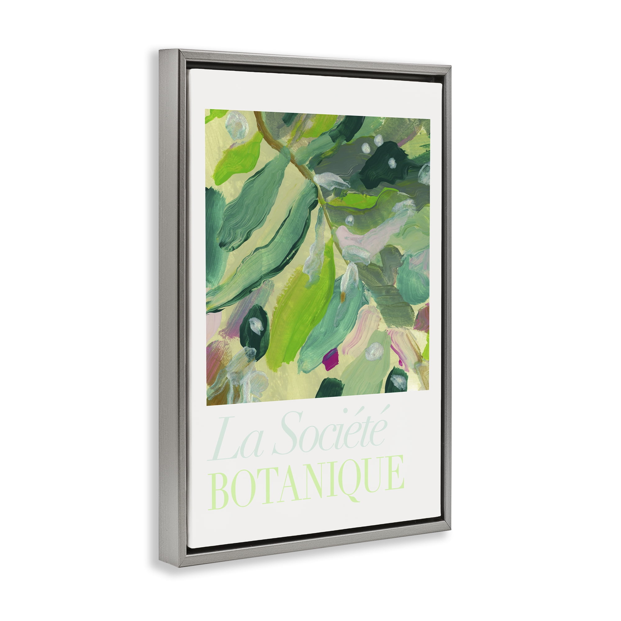 Stupell Industries Abstract French Botanicals Plants & Flowers Painting Gray Floater Framed Canvas Art Print Wall Art, 21 x 31