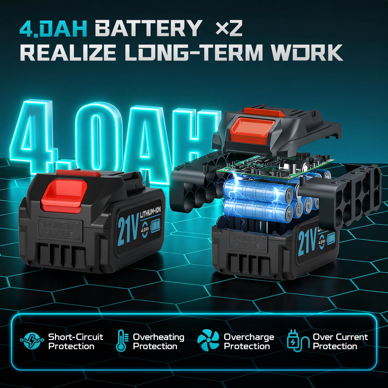 LZNIOZ 200 MPH 500 CFM 21V Battery Powered Handheld Leaf Blower and Vacuum Brushless Leaf Blower with 2 x 4.0Ah Batteries and Charger