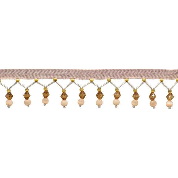 2 1/4" (5.5cm) Beautiful Handcrafted Art Deco Zig Zag Beaded Fringe Trim # B40694,, Walnut Beige #E20011 (Sand Beige, Tan Beige, Light Brown) 3 Yards (9 ft/2.5m)