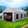 thumbnail image 5 of Vitarpatio 12x20 ft Carport Heavy Duty, Reinforced Metal Car Port Canopy Portable Garage Waterproof Car Tent with 6 Roll-up Windows, Door and Removable Sidewalls, Light Gray, 5 of 10