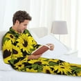 thumbnail image 6 of Fuzoiu Sunflowers In Vintage Print Men's Long-Sleeved Pajama,Lounge Button Down Nightwear,Mens Notch Collar Pajama Set -X-Large, 6 of 7
