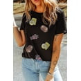 thumbnail image 6 of Women's Black Sequin Crawfish Potato Lemon Corn Graphic Crewneck T-Shirt | [ZhiHiMeRi] | (US 8-10)M, 6 of 9