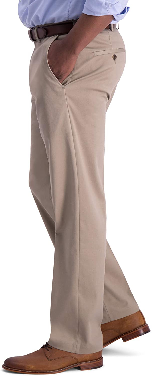 Haggar Mens Iron Free Premium Khaki Classic Fit Flat Front Expandable Waist Casual Pant - image 2 of 4