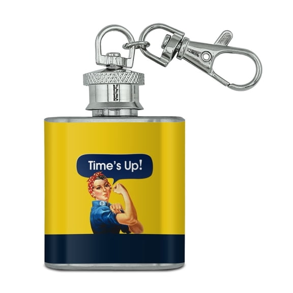 Time's Up Says Rosie the Riveter Stainless Steel 1oz Mini Flask Key Chain