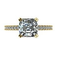 thumbnail image 3 of NANA 7mm (2ct) Asscher Cut Pure Brilliance Zirconia Cathedral Solitaire Engagement Ring-14k Yellow Gold-Size 5, 3 of 7