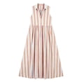 thumbnail image 5 of ClodeEU Women's V Neck Half Button Striped Sleeveless Maxi Dress with Pockets,Casual Loose A-Line Summer Swing Dress Pink,Women's Plus M, 5 of 5