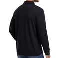 thumbnail image 6 of JWD Mens Long Sleeve Polo Shirt Classic Collared Button Pullover Casual Regular Fit Soft Lightweight Knit Top Black S, 6 of 9