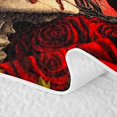 thumbnail image 5 of Homewish Dark Gothic Crown Skull Quilt Full for Adults, Red Rose Raven Skeleton Full Bedspread Sets, 3pcs, 5 of 7