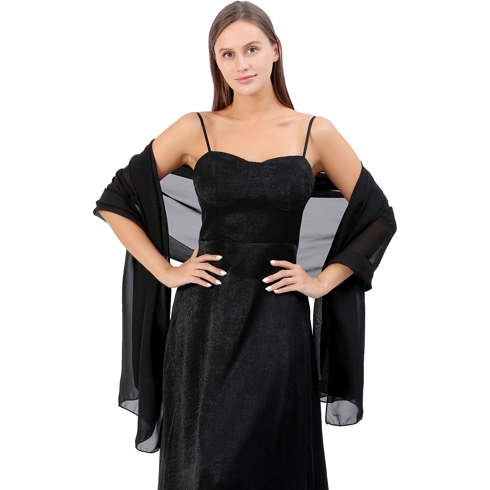 Ladiery Women Chiffon Shawls and Wraps for Evening Dresses, Elegant Soft Sheer Chiffon Stole Bride Wedding Scarf