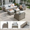 thumbnail image 6 of Ovios 7 Pieces Outdoor Patio Furniture Set All-Weather Rattan Wicker Sectional Sofa and Chairs with Ottomans, Gray, 6 of 9