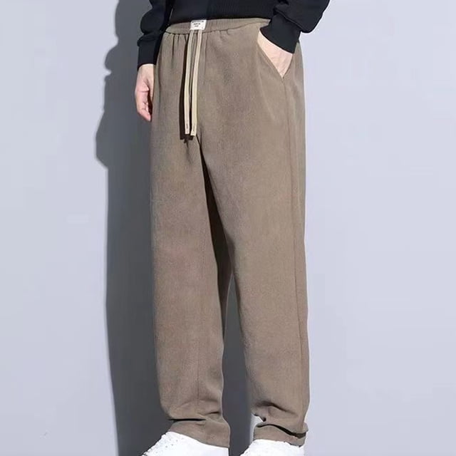Pantalones largos de moda para hombre, lisos, informales, con cintura elástica y bolsillos, pantalones largos para hombre