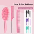 thumbnail image 2 of 3-Piece Multifunctional Hair Brush & Comb Set - Ergonomic Design for Scalp Massage, Blood Flow Stimulation, Smooth Rounded Edges - Suitable for All Hair Types (Dry & Wet), Home & Salon Use - Plastic, 2 of 6