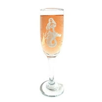 Lyoncraft CHME01 6 oz Mermaid Engraved Glass Champagne Flute Glass